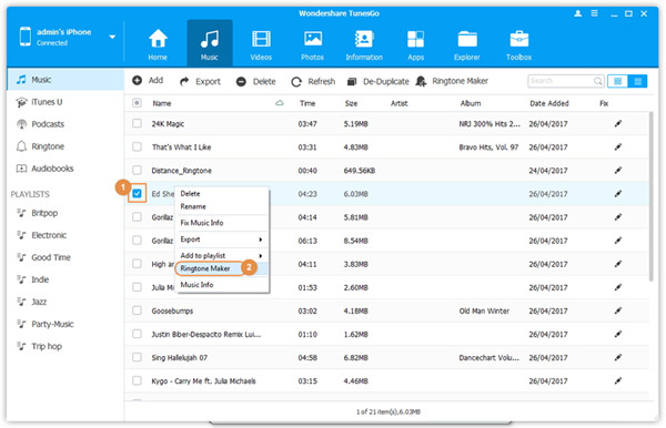 select music songs