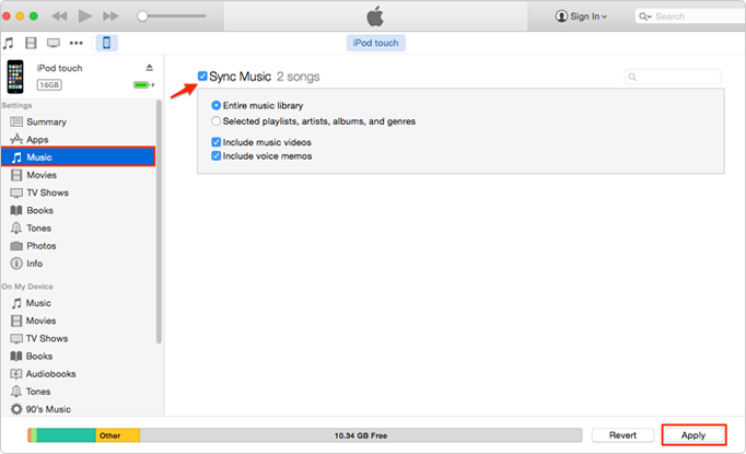 add music from pc to ipod with itunes