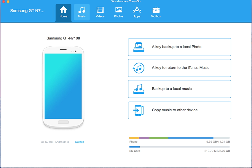 launch iTunes Music to Android Transfer