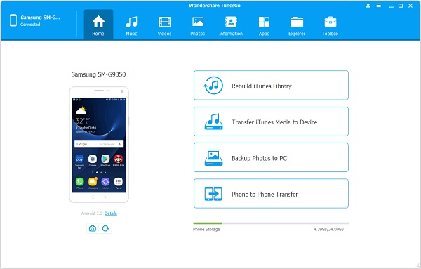 select transfer itunes media to device option
