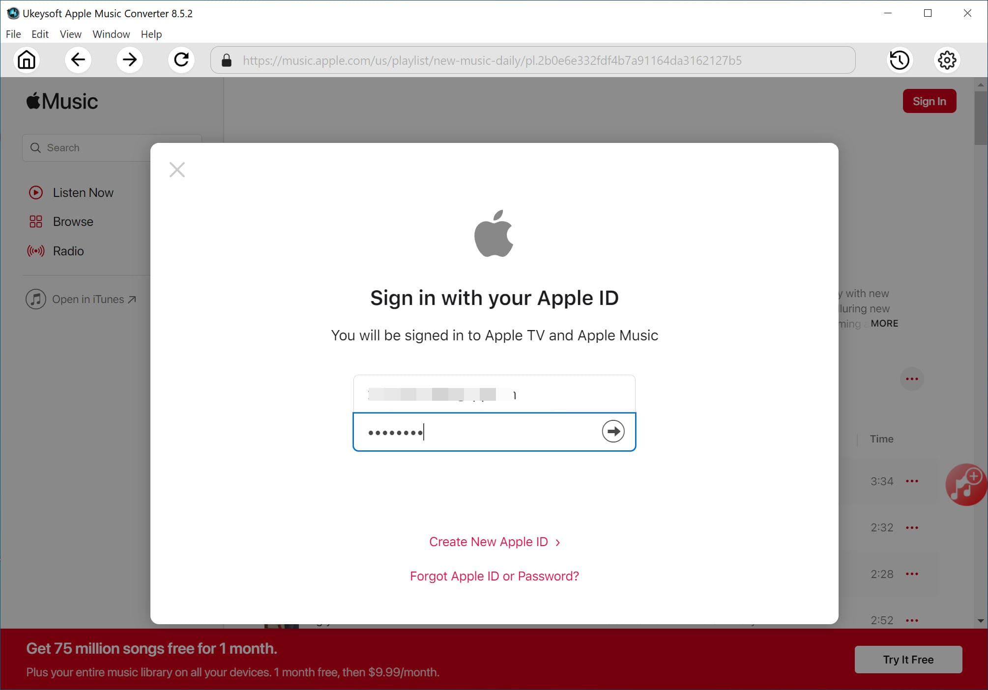 log in apple id