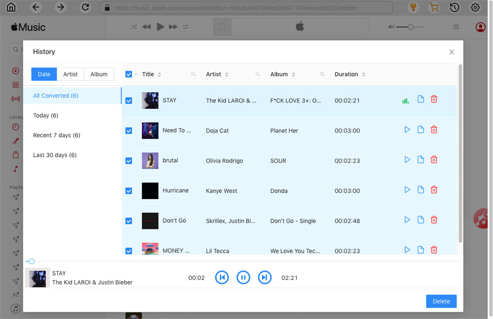 view downloaded apple music songs