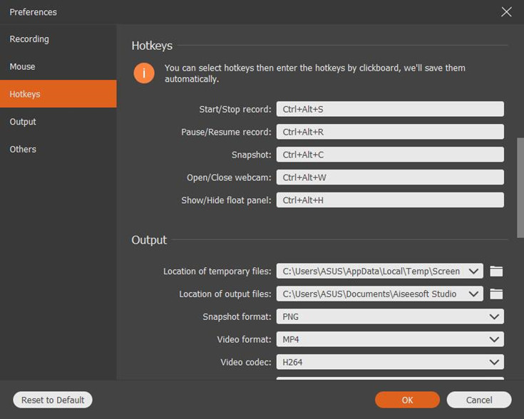 Accesos directos para configurar teclas de acceso rápido