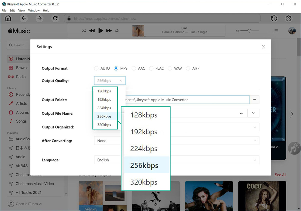 select mp3 format