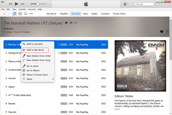 Add Apple Music Songs to iTunes Library