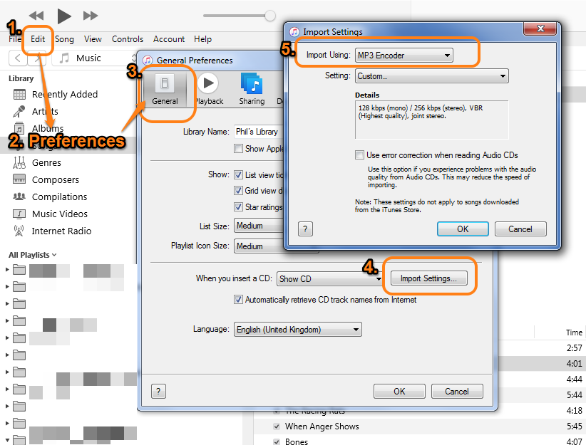 convert songs to mp3 on itunes