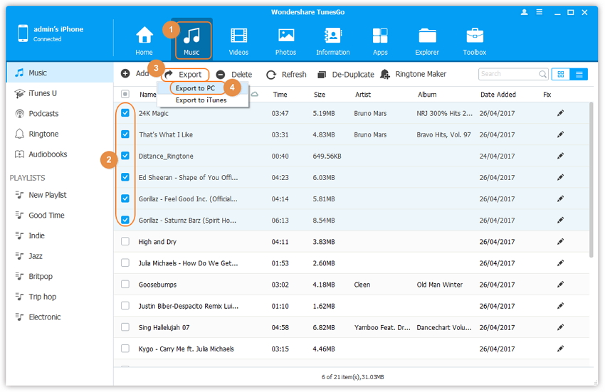 transfer music from iPhone to USB Drive