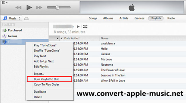 iTunes 12 burn playlist to CD disc