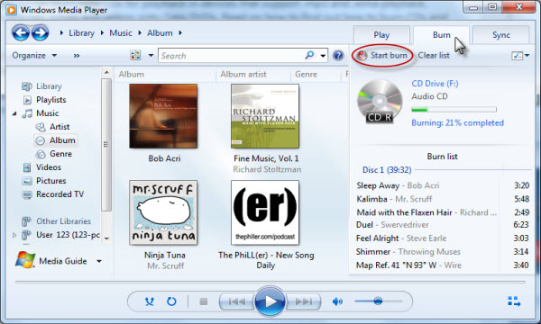 burn spotify music to cd by windows media player