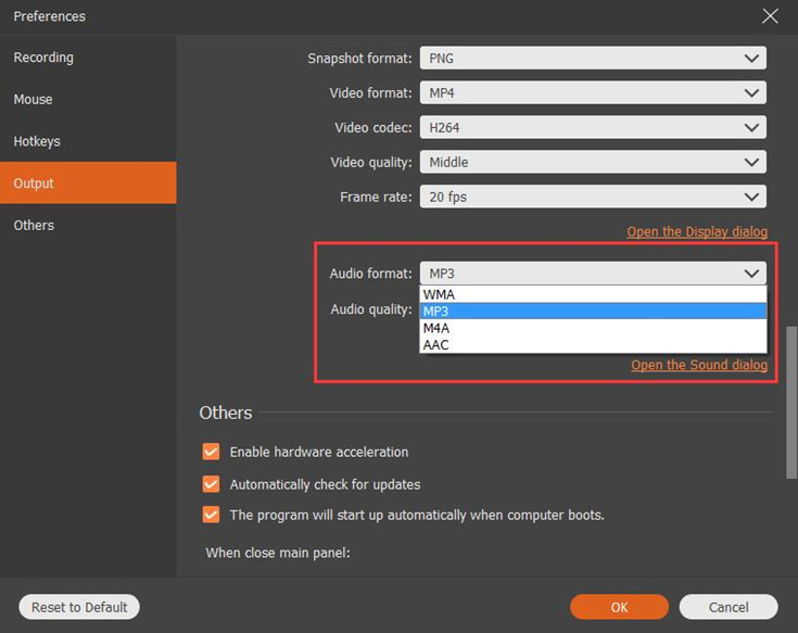 audio output format