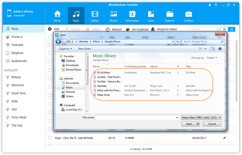 import songs to iPhone