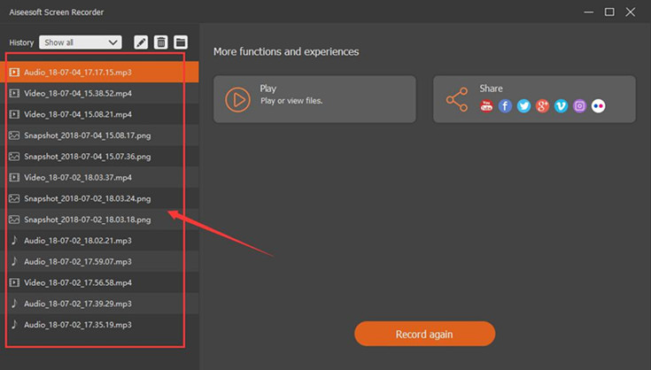 check the audio recording library