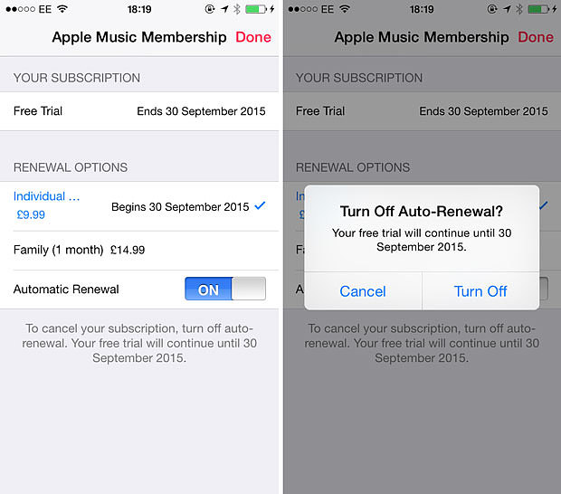 prevent paying after free trail