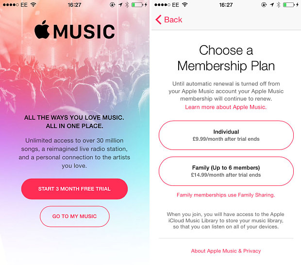 turn on apple music app