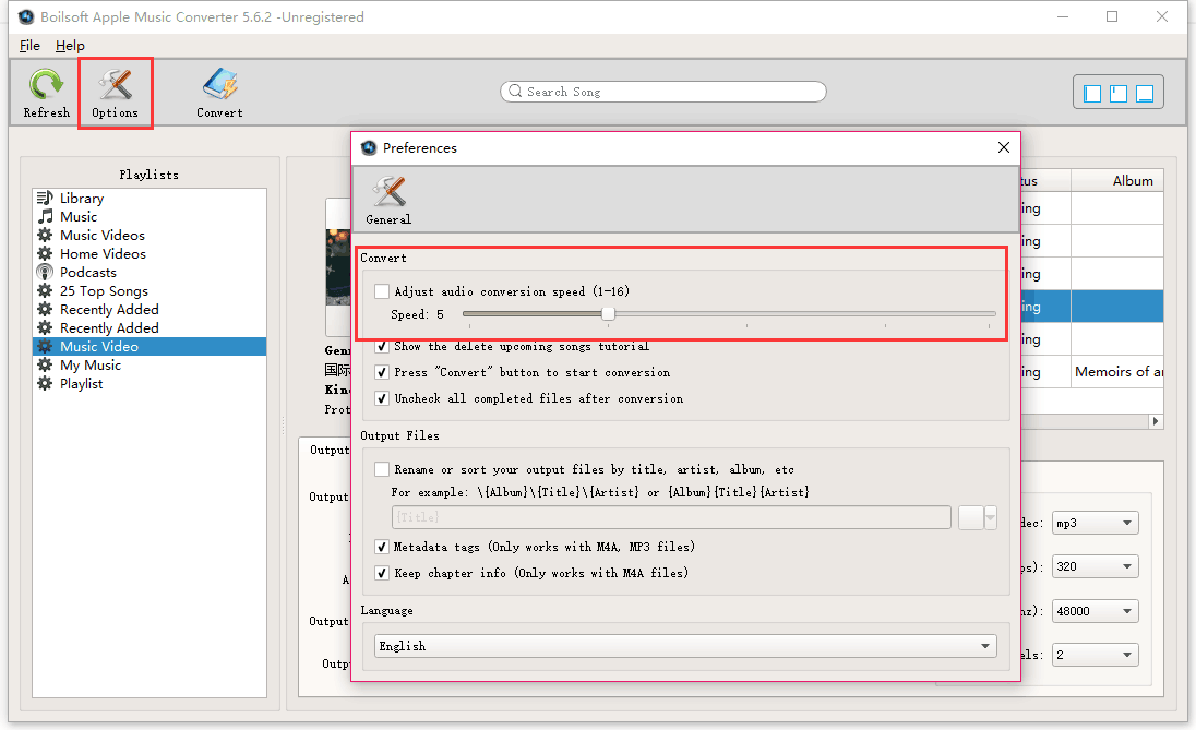 adjust conversion speed