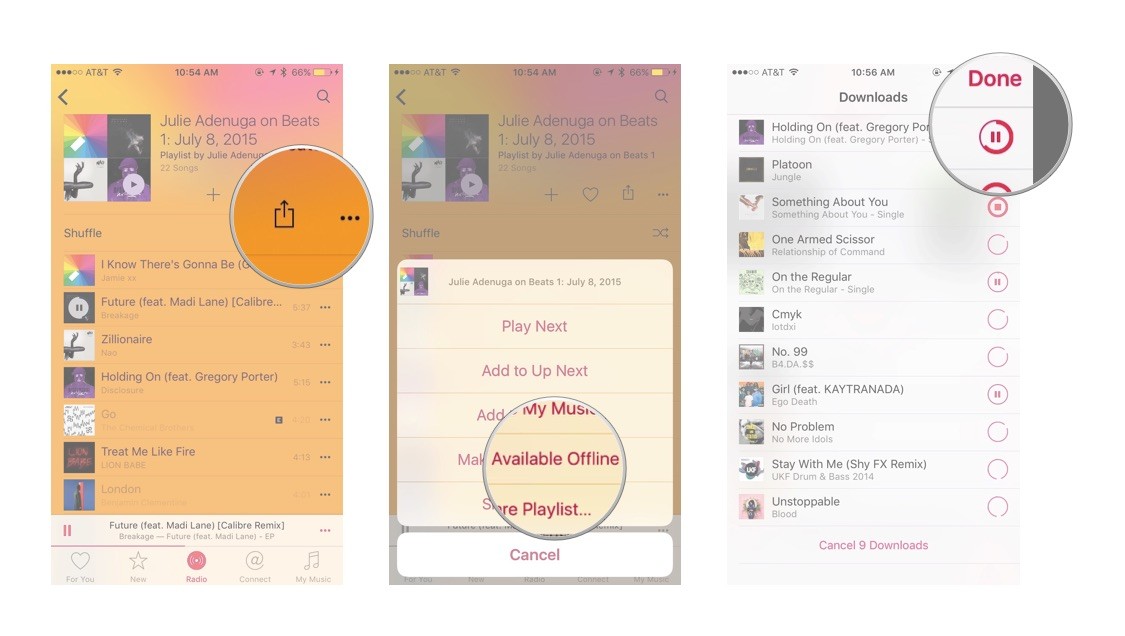 add a playlist to iphone for offline listening
