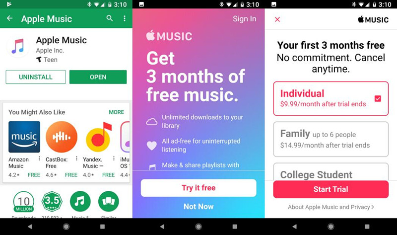 setup apple music on android