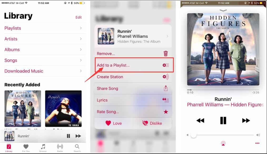 add songs and playlist to library on apple music app
