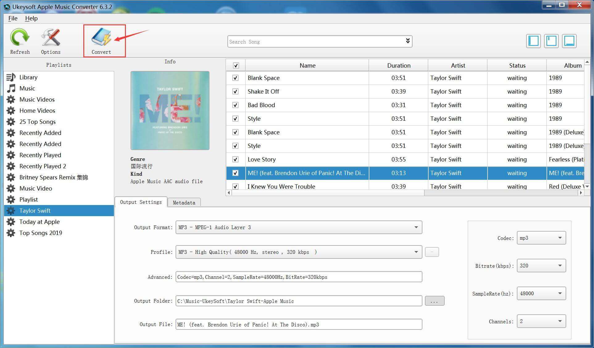 convert taylor swift songs to mp3