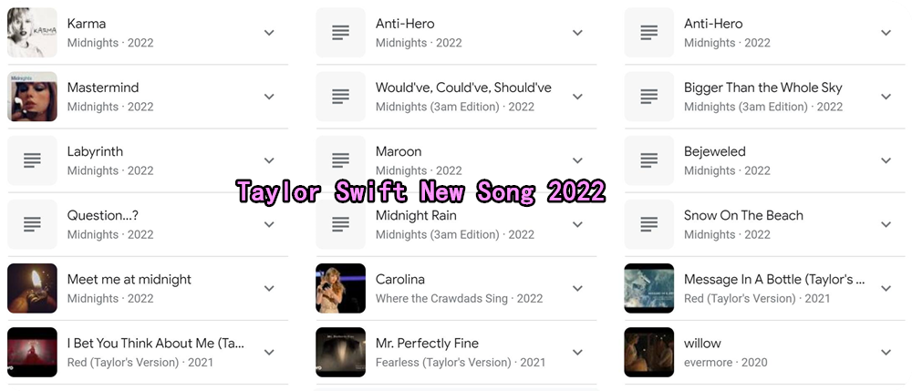 taylor swift new songs 2022
