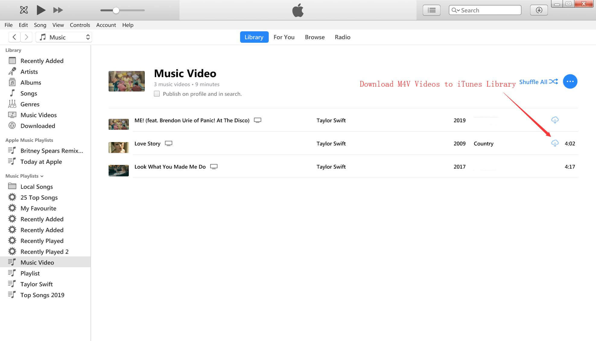 download m4v video itunes library