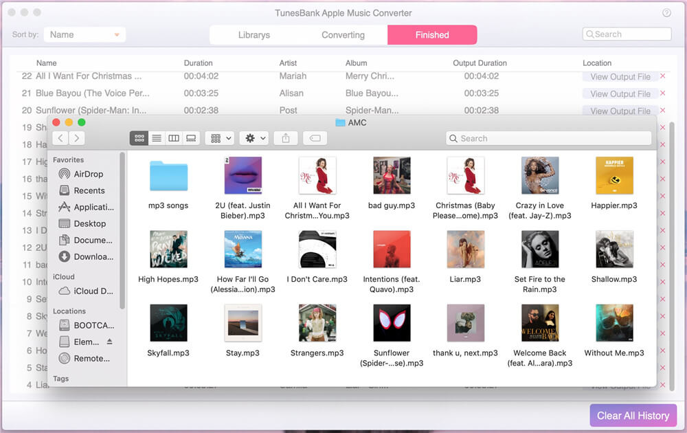 open the output files folder