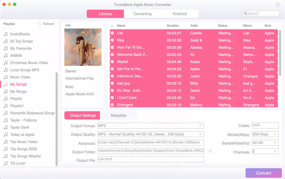select apple music songs to convert