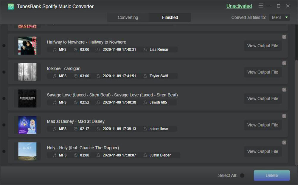 view converted spotify songs win