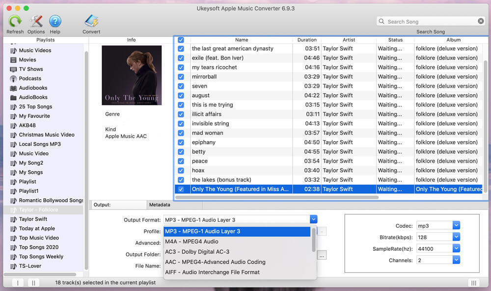 Select MP3 format