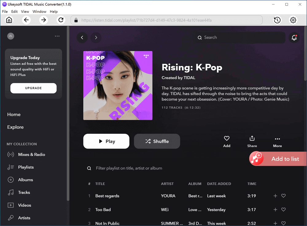 add tidal music