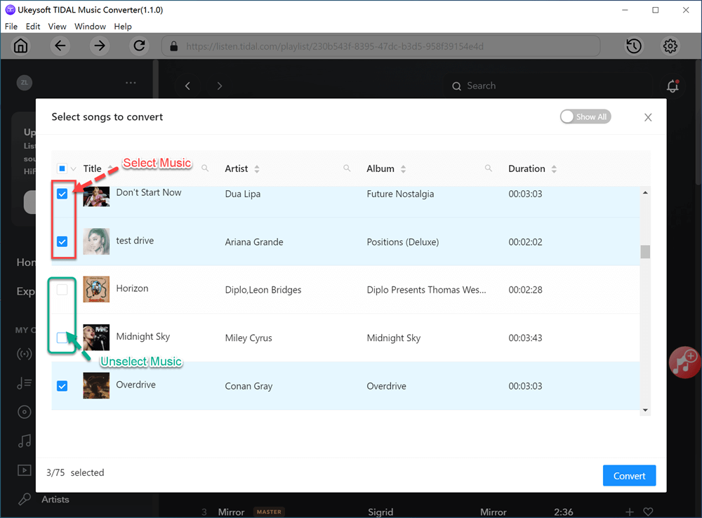 select target tidal songs
