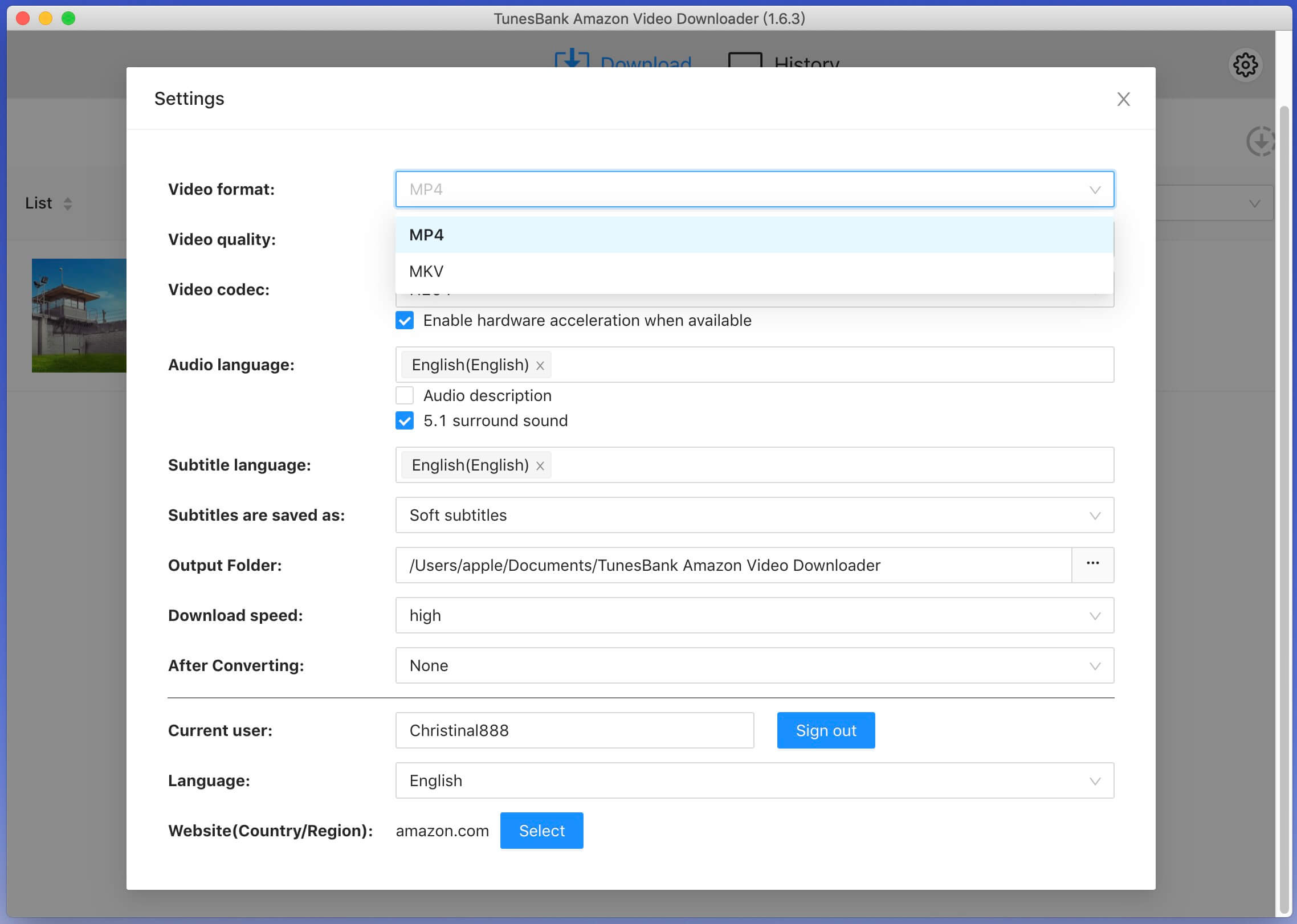customize output setting