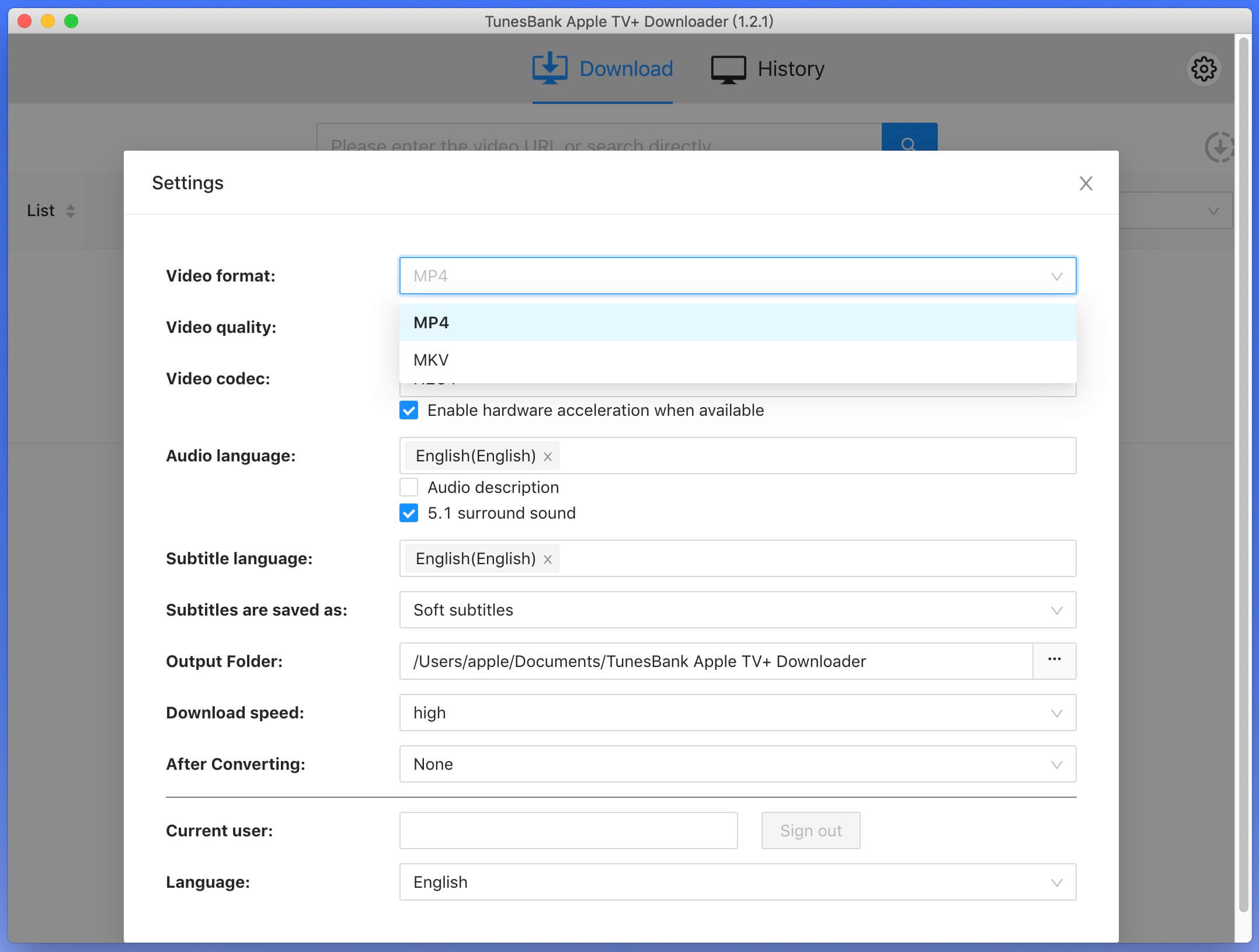 customize output setting